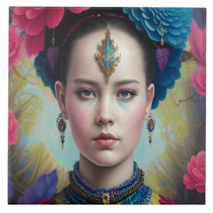 Stilvolle Prinzessin mit Tartan Outfit Fliese