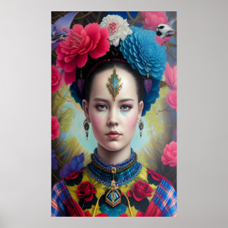 Stilvolle Prinzessin mit Tartan Outfit Poster