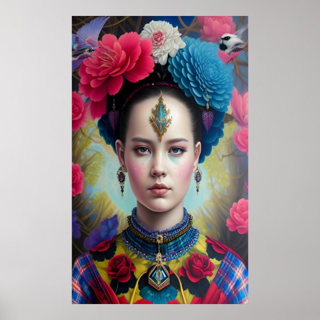 Stilvolle Prinzessin mit Tartan Outfit Poster (Vorne)