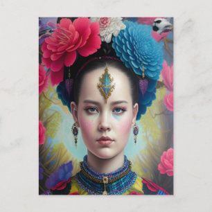 Stilvolle Prinzessin mit Tartan Outfit Postkarte