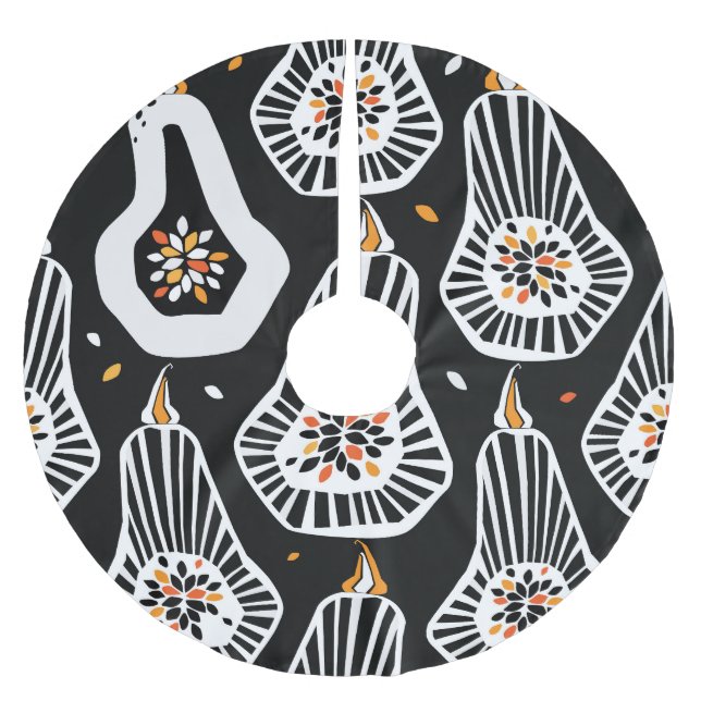 Stilvolle Pumpkins Saatgut: Nahtloses Design Polyester Weihnachtsbaumdecke (Vorderseite)