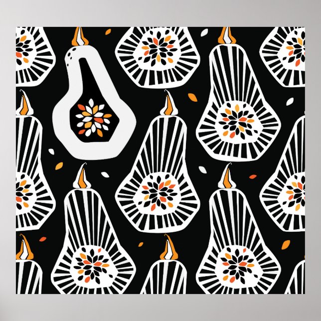 Stilvolle Pumpkins Saatgut: Nahtloses Design Poster (Vorne)