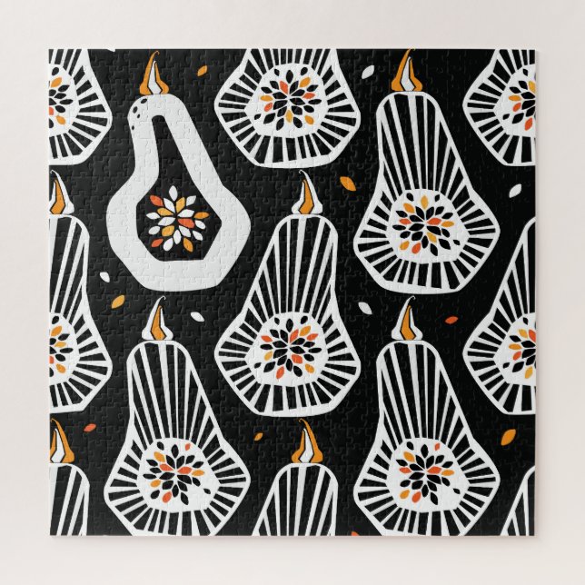 Stilvolle Pumpkins Saatgut: Nahtloses Design Puzzle (Vertikal)