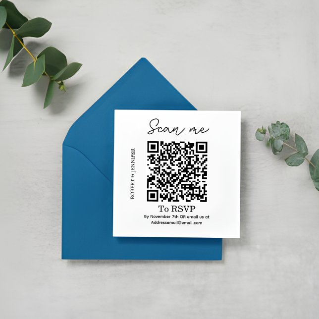 Stilvolle QR Code Wedding RSVP Card, Online-Antwor Begleitkarte (Elegant Wedding RSVP Card)