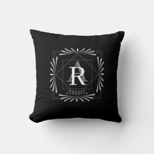 Stilvolle Rahmen Schwarz Monogram Kissen