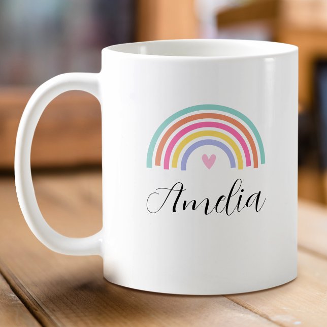 Stilvolle Rainbow Liebe Herz Personalisiert Name T Kaffeetasse (Von Creator hochgeladen)