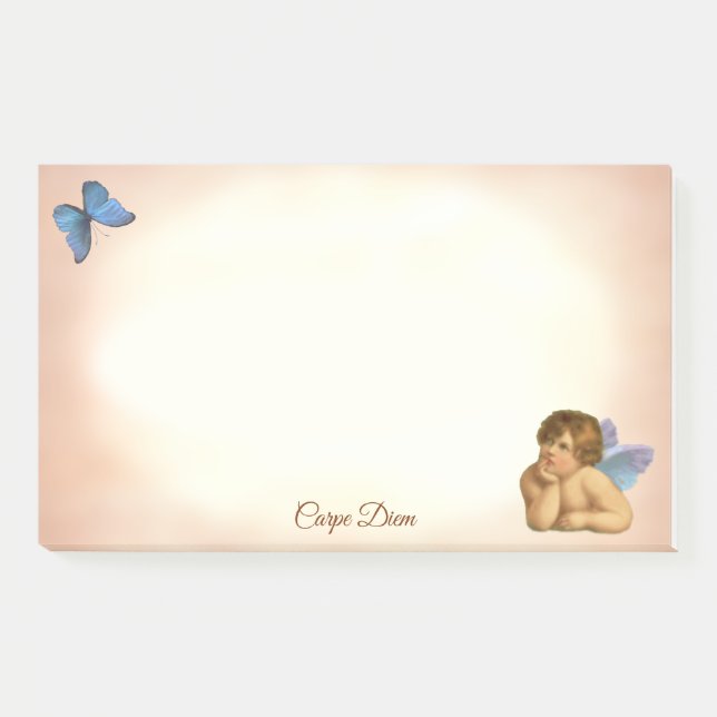 Stilvolle Raphael Cherub & Blue Butterfly Post-it Klebezettel (Vorderseite)