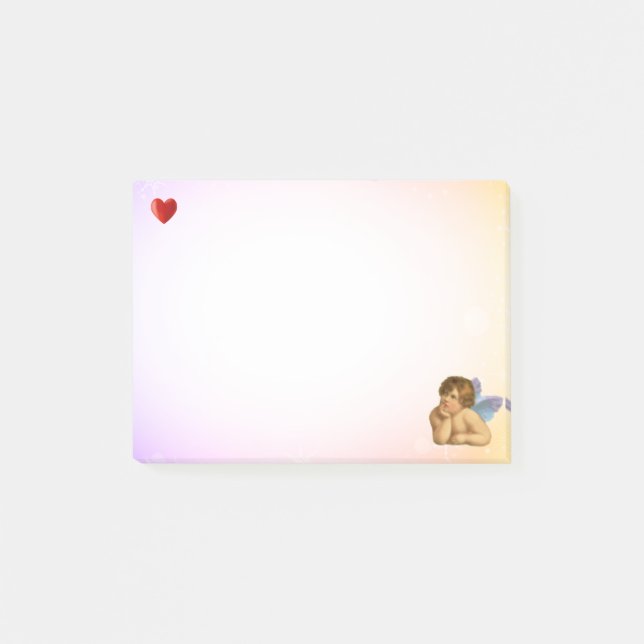 Stilvolle Raphael Cherub & Heart on Pastel Colors Post-it Klebezettel (Vorderseite)
