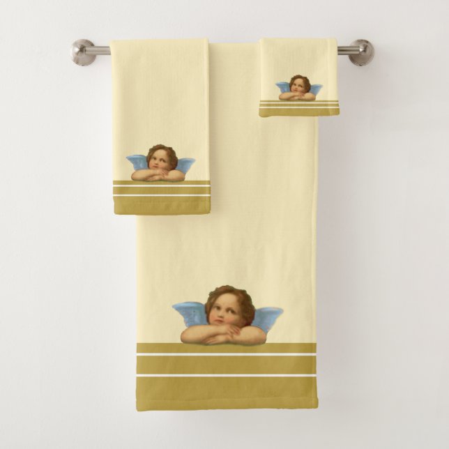 Stilvolle Raphael-Kirsche auf Elfenbein und golden Badhandtuch Set (Insitu)