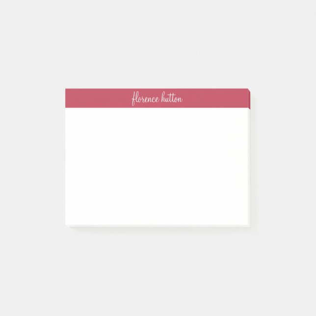 Stilvolle Raspberry Red & White Script Monogram Post-it Klebezettel (Vorderseite)