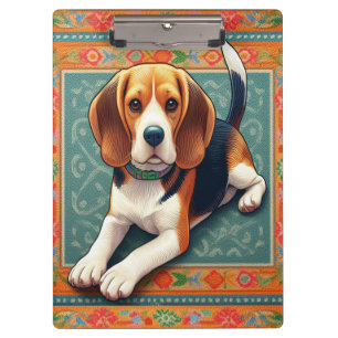 Stilvolle realistische 3D-Beagle Hunde farbenfrohe Klemmbrett