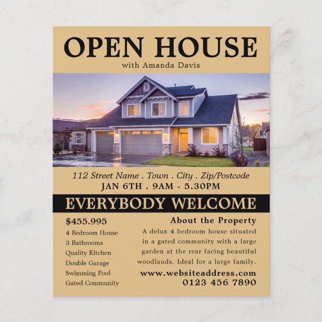 Stilvolle Realtor Open House Werbung Flyer (Vorne)