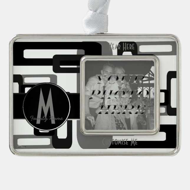 Stilvolle Rechtecke grau/schwarz Rahmen-Ornament Silber (Vorderseite)