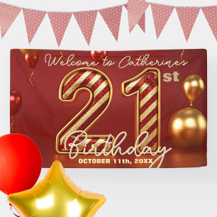 Stilvolle Red and Gold 21. Geburtstagsfeier Banner