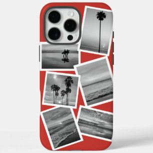Stilvolle Red Black & White Custom Foto Collage iPhone 16 Pro Max Hülle