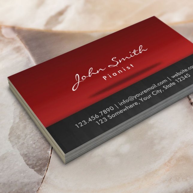 Stilvolle Red Bühne Pianist Business Card Visitenkarte (Von Creator hochgeladen)