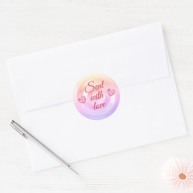 Stilvolle Red Button Heart Script Niedlich Quotes Runder Aufkleber (Umschlag)