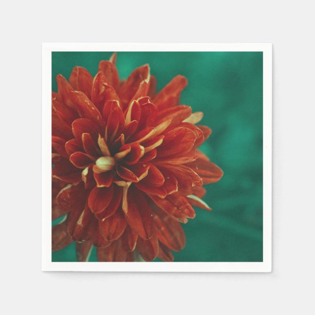 Stilvolle Red Chrysanthemum Blume Paper Napkin Serviette (Vorderseite)
