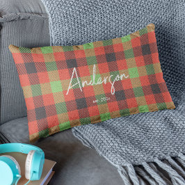 Stilvolle Red & Green Bright Holiday Color Kariert Lendenkissen