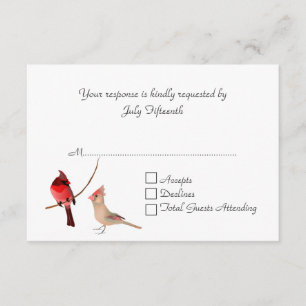 Stilvolle Red Kardinals Wedding RSVP Card Karte