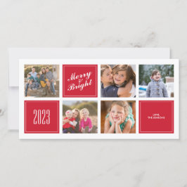 Stilvolle Red Merry Bright 5 Collage Foto Card Feiertagskarte