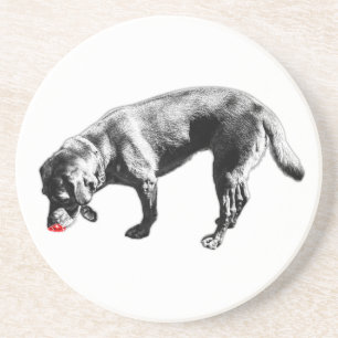 Stilvolle Red Tongue Labrador Sniffing Ink Art Getränkeuntersetzer