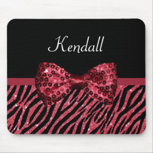 Stilvolle Red Zebra Print IMITATE Glitz Bow mit Na Mousepad