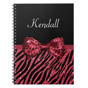 Stilvolle Red Zebra Print IMITATE Glitz Bow mit Na Notizblock