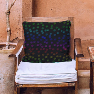 Stilvolle Regenbogenmuster auf schwarzen Blume Kissen