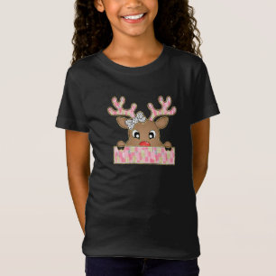 Stilvolle Rentier mit rosa und goldenen Farbtönen T-Shirt
