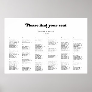 Stilvolle Retro-Alphabetische Sitzkarte Poster