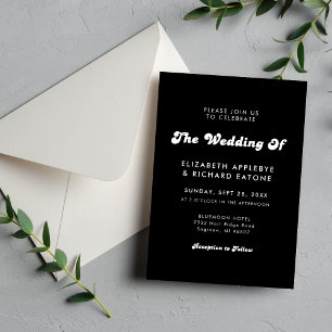 Stilvolle Retro Black & White Wedding Einladung