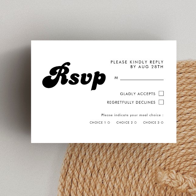 Stilvolle Retro Black & White Wedding RSVP Karte (Von Creator hochgeladen)