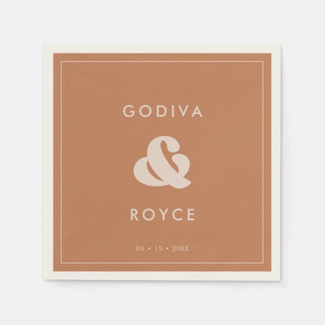 Stilvolle Retro-Braun-Zucker Hochzeit Serviette (Vorderseite)