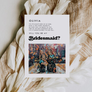 Stilvolle Retro Bridesmaid Foto-Message-Karte Einladung