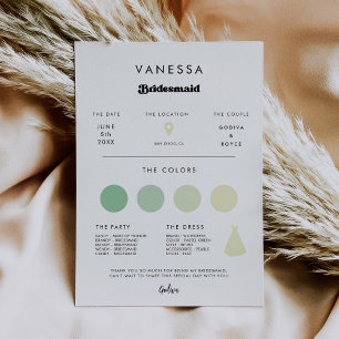 Stilvolle Retro Bridesmaid Info-Karte Einladung