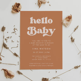 Stilvolle Retro Brown Zucker Hallo Baby Einladung
