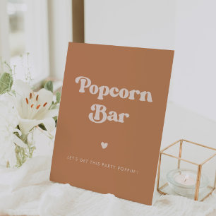 Stilvolle Retro-Brown Zucker Hochzeit Popcorn Bar Sockelschild