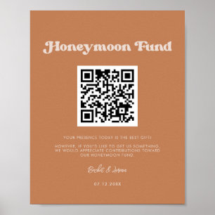 Stilvolle Retro-Brown Zucker Honeymoon-Fonds QR-Co Poster