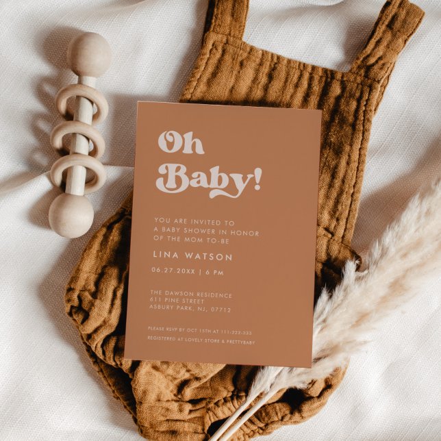 Stilvolle Retro Brown Zucker Oh Baby Einladung (Von Creator hochgeladen)