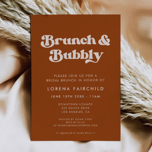 Stilvolle Retro Burnt Orange Brunch und Bubbly Einladung