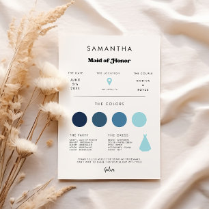 Stilvolle Retro-Ehrenjungfrauen-Infokarte Einladung