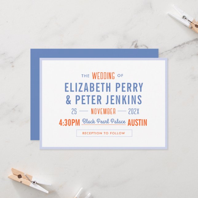 Stilvolle Retro-farbenfrohe Hochzeit Einladung (Vorderseite/Rückseite Beispiel)