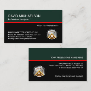 Stilvolle Retro Green Black Handyman Layers Visitenkarte