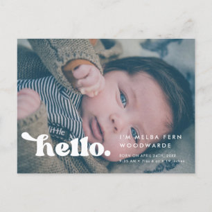 Stilvolle Retro-Hallo-Baby-Foto-Geburtsanzeige Postkarte