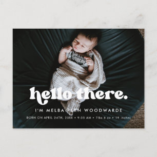 Stilvolle Retro-Hallo-Baby-Foto-Geburtsanzeige Postkarte