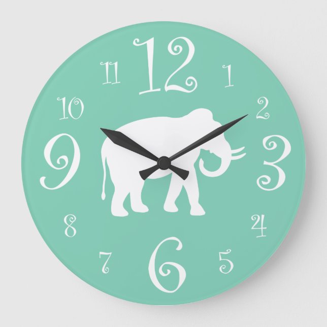 Stilvolle Retro Küche Fünfzigerjahre des weißen Große Wanduhr (Vorderseite)