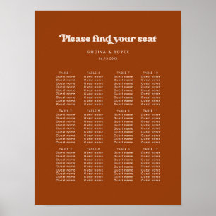 Stilvolle Retro-Orange-Hochzeitskarte Poster
