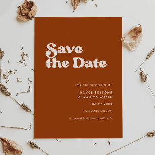 Stilvolle Retro-Orange Save The Date