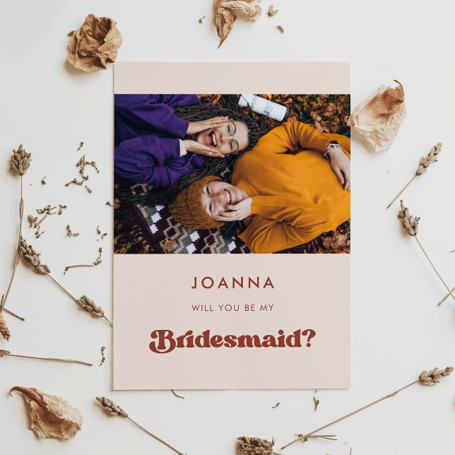Stilvolle Retro-pfirsich pink Bridesmaid Vorschlag Einladung (Von Creator hochgeladen)